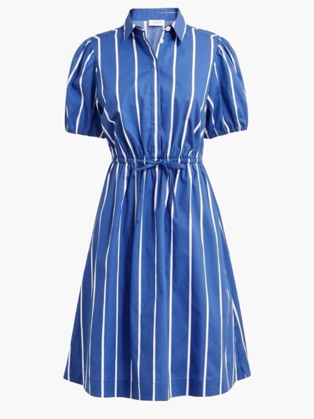J. Crew Shirt Dress Sun washed Blue Coastal Tie-Waist Sea White Stripe